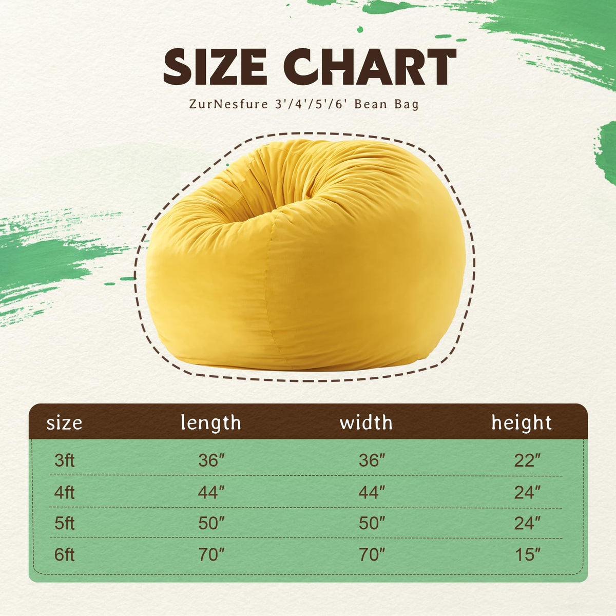 Yellow Memory Foam Bean Bag Chairs G8458