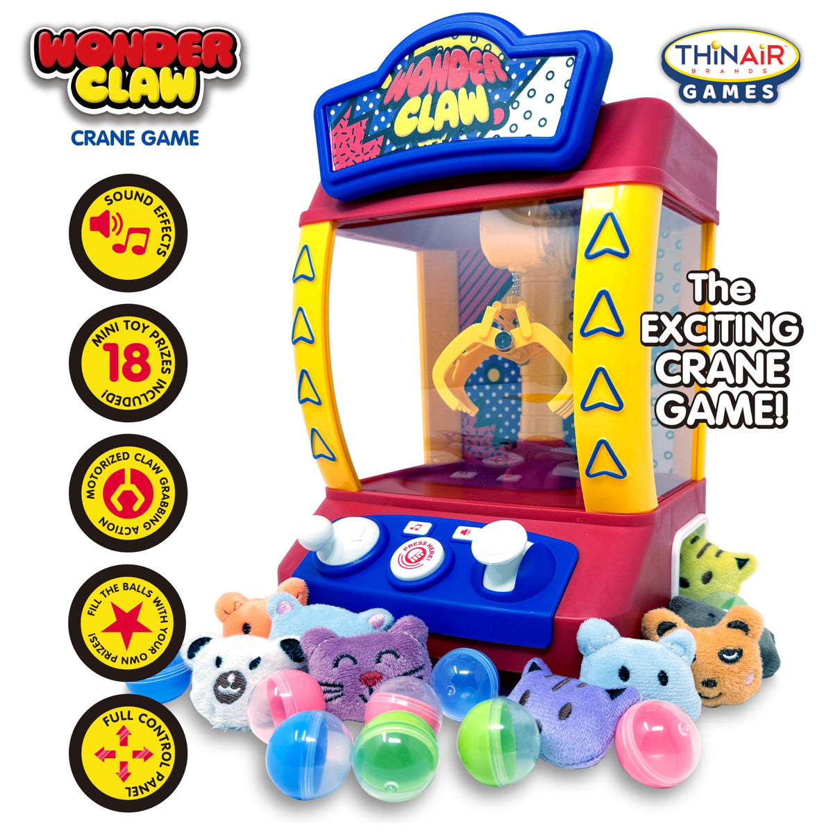 Claw Machine Crane Game with 9 Stuffed Animal Prizes and 9 Balls K905235