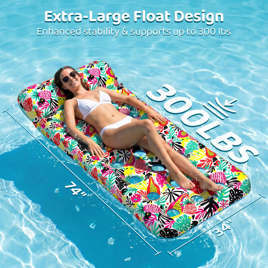 4 Pack Oversized Inflatable Pool Floats with Headrest I1310