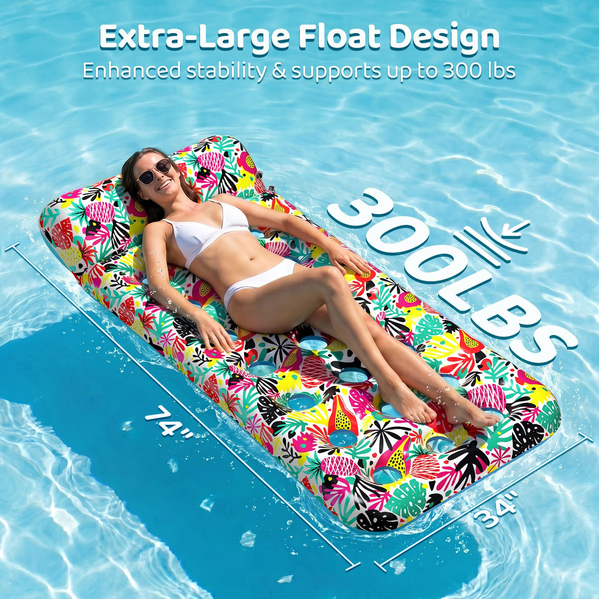 4 Pack Oversized Inflatable Pool Floats with Headrest I1310