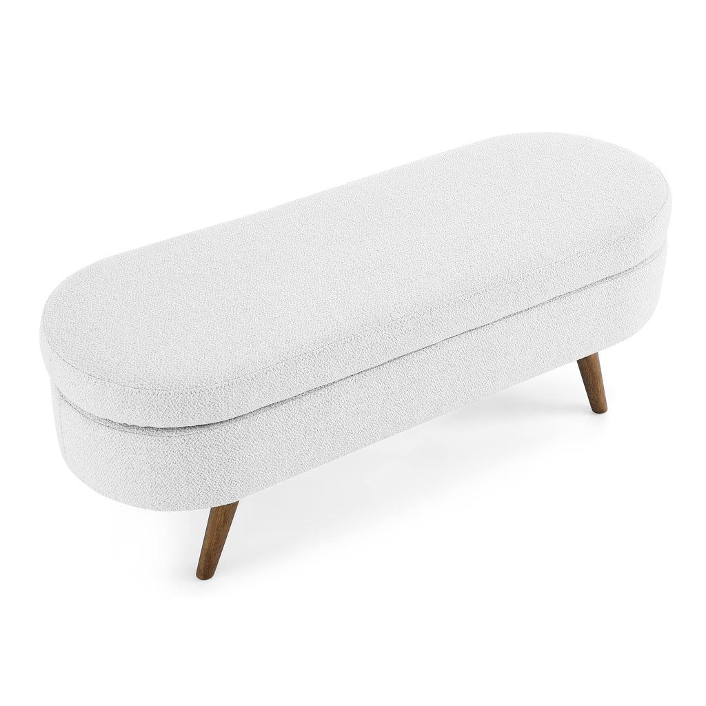 White Storage Bench with Rubber Wood Legs A7117