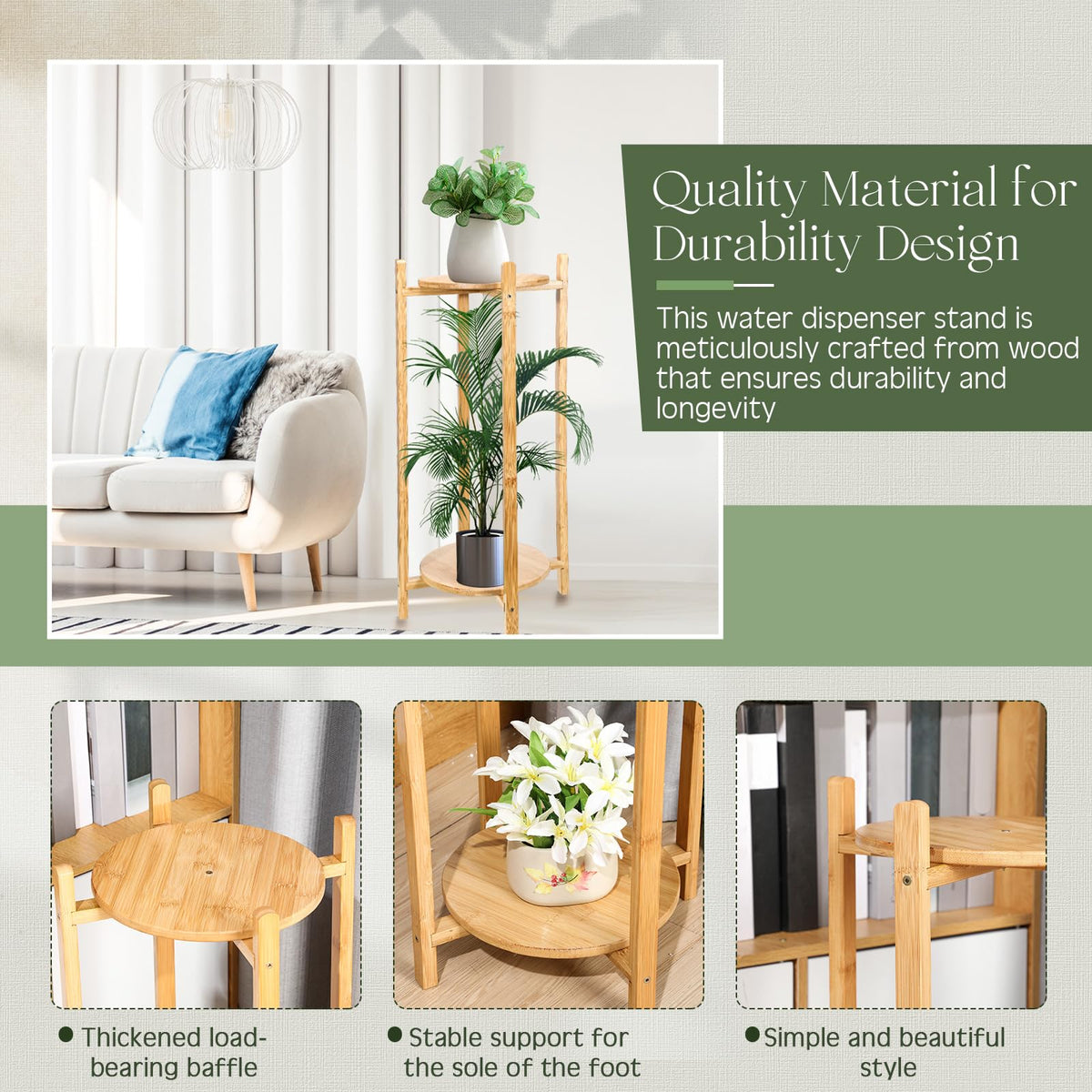 2 Tier Water Dispenser Floor Stand for 5 Gallon Jugs Q30948
