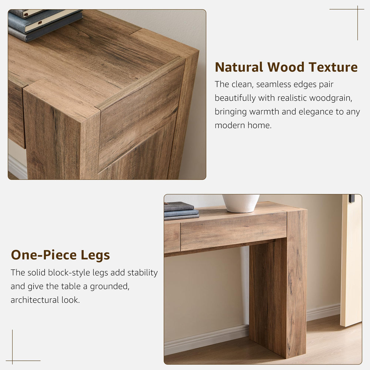 Rustic Oak Console Table with Drawers I241