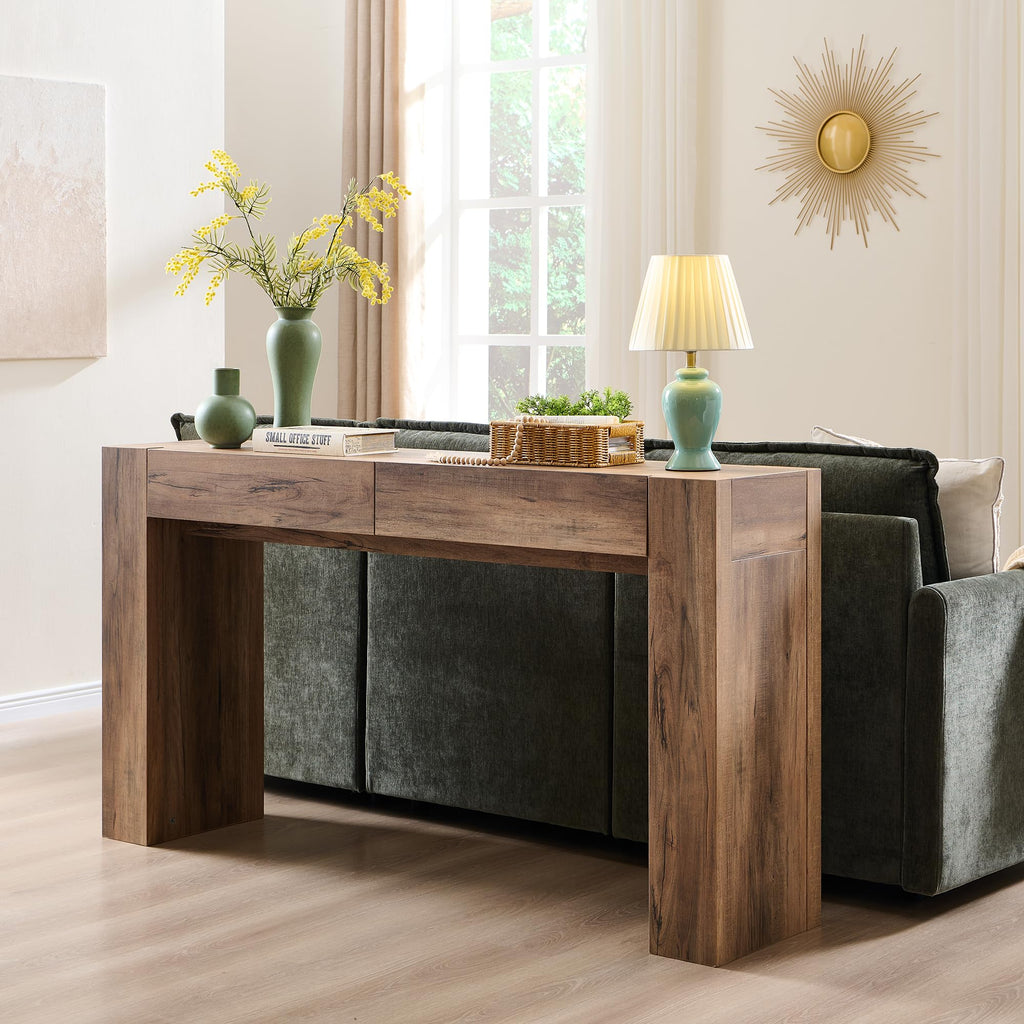 Rustic Oak Console Table with Drawers I241