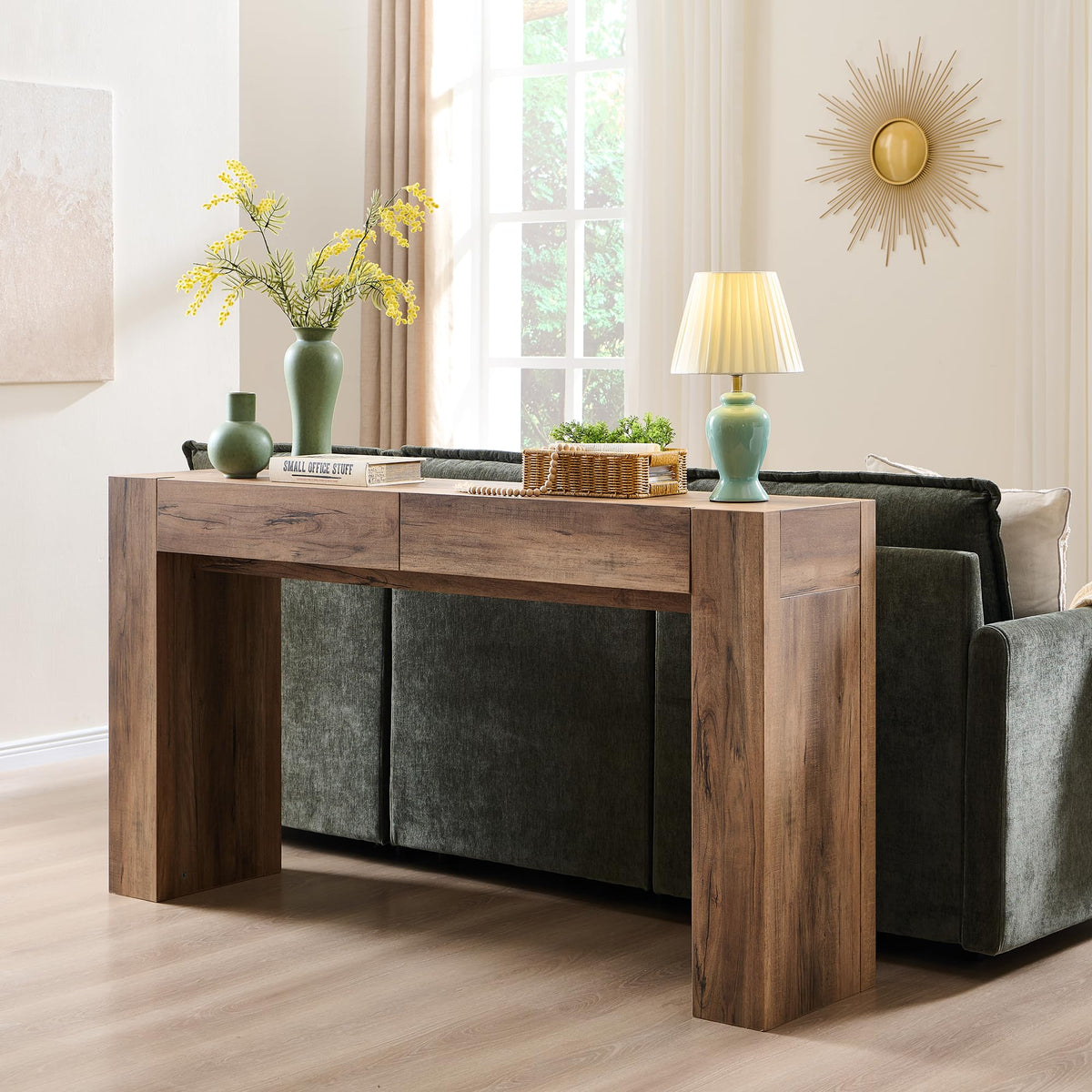 Rustic Oak Console Table with Drawers I241