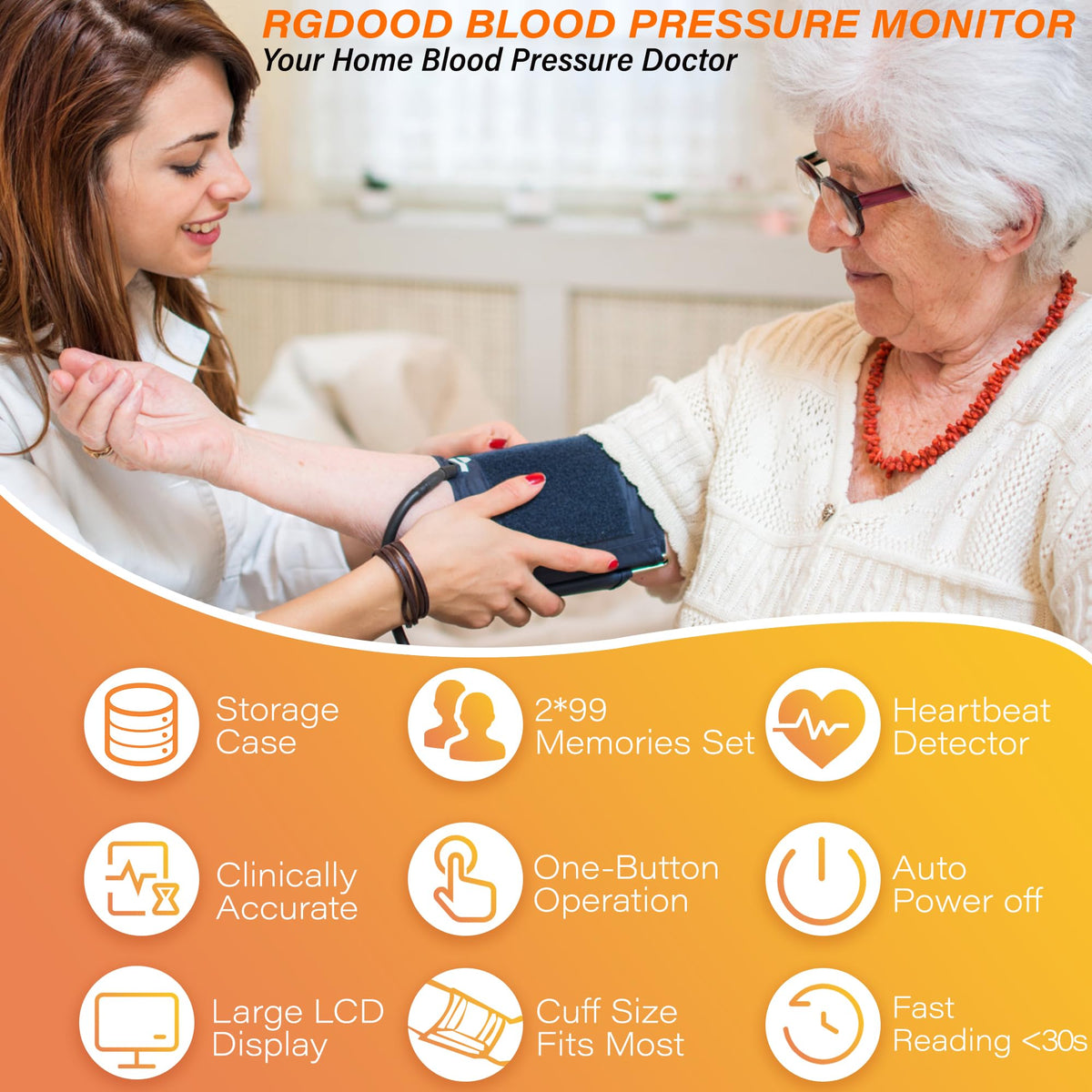 Automatic Upper Arm Blood Pressure Monitor with 8.5"-16.5" Cuff O14920