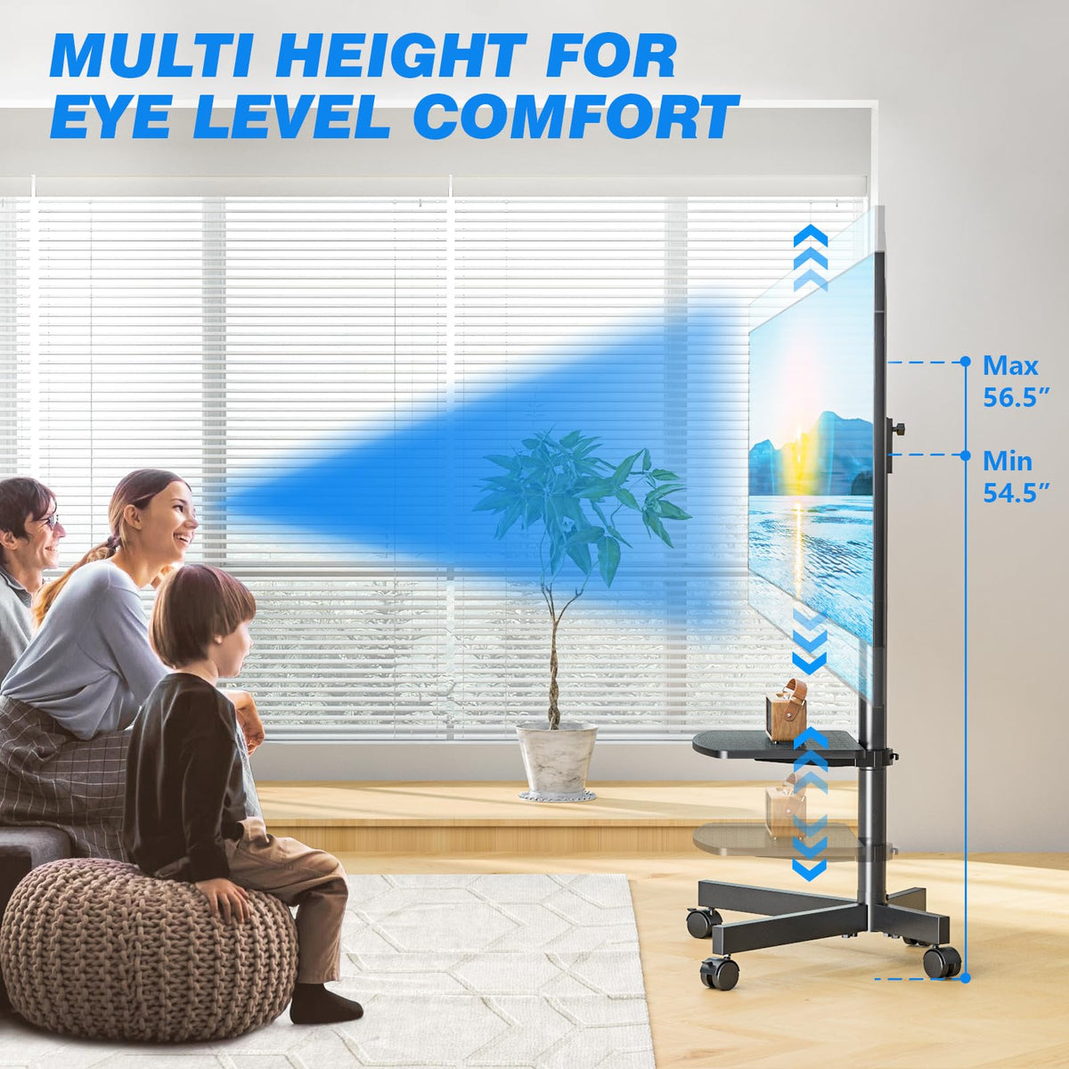 Rolling TV Stand with Shelf for 23-65 inch TVs I362