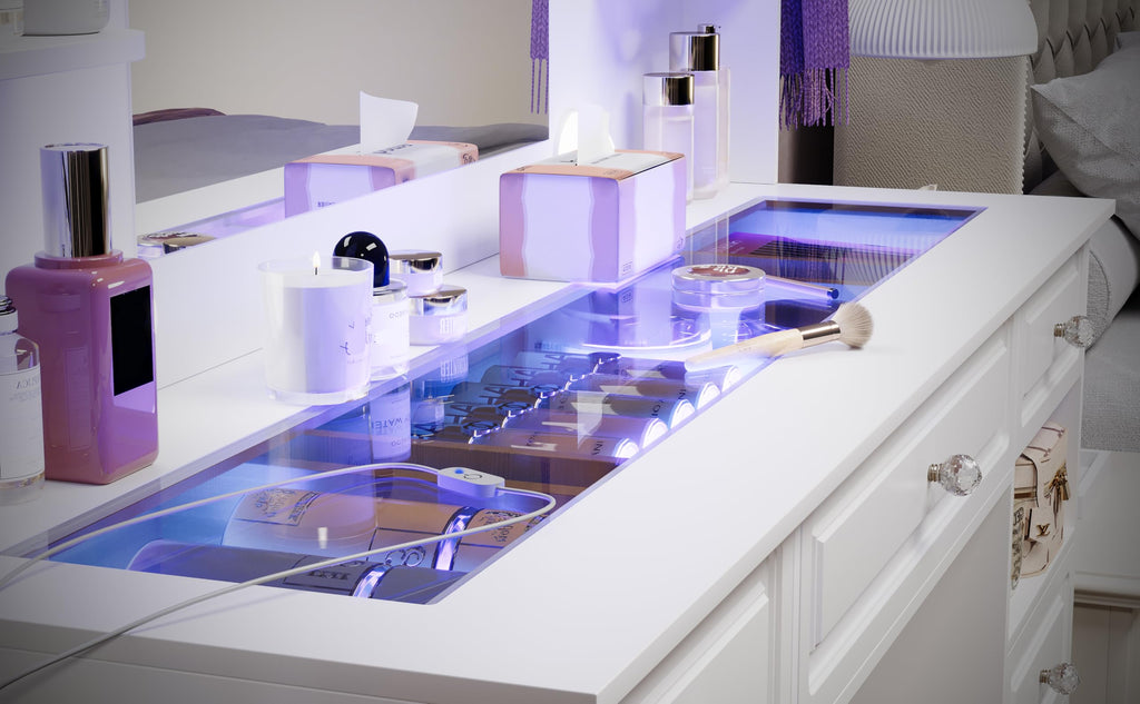 White Vanity Desk with Mirror and 10 LED Lights S750657