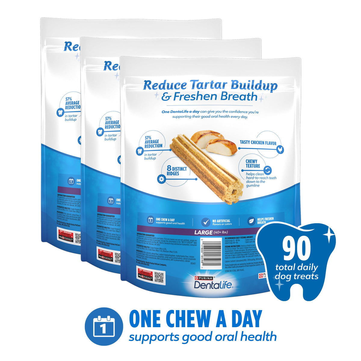 Daily Oral Care Dental Chews for Large Dogs 90 ct X40615