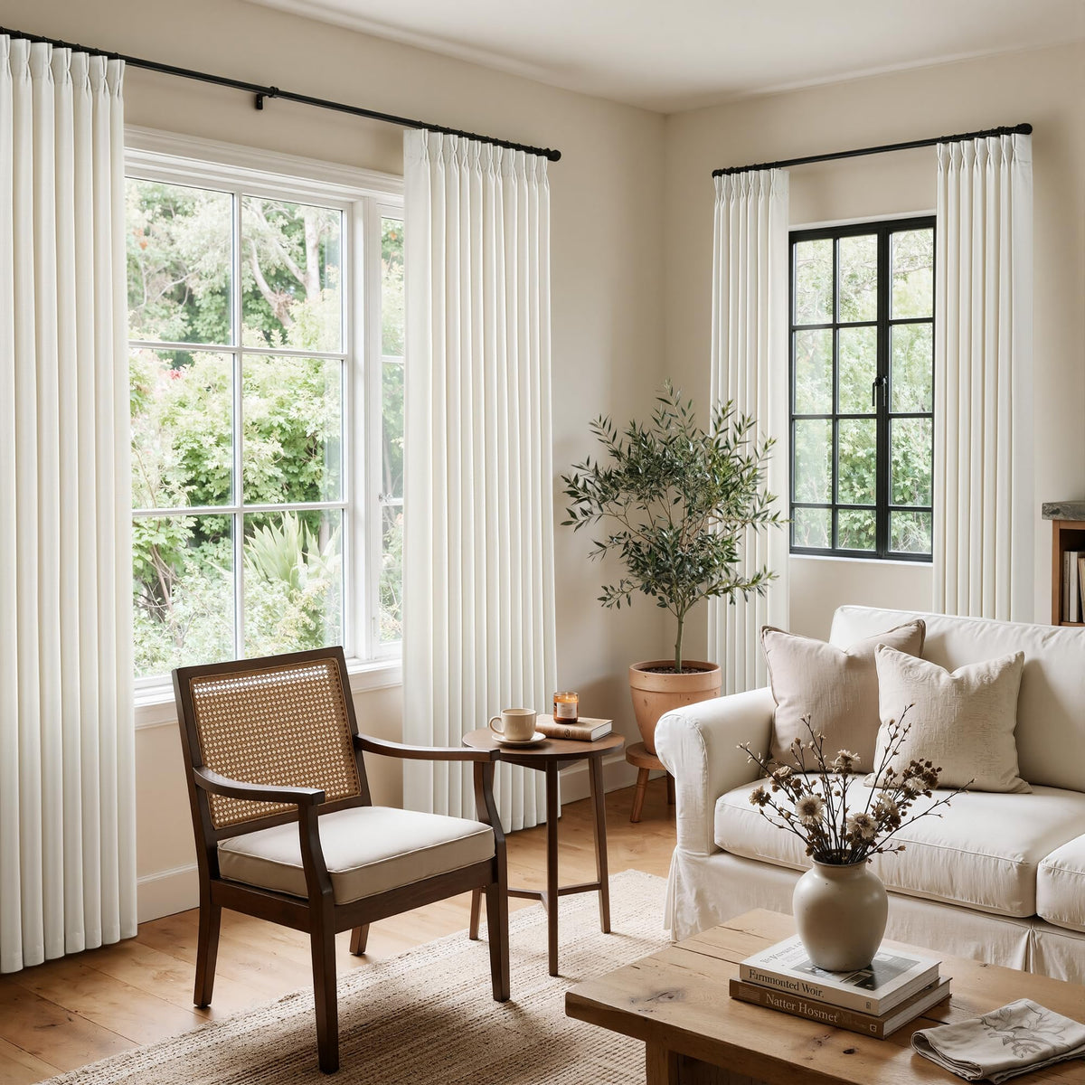 70 Inch Pinch Pleated Semi Sheer Curtains F78811