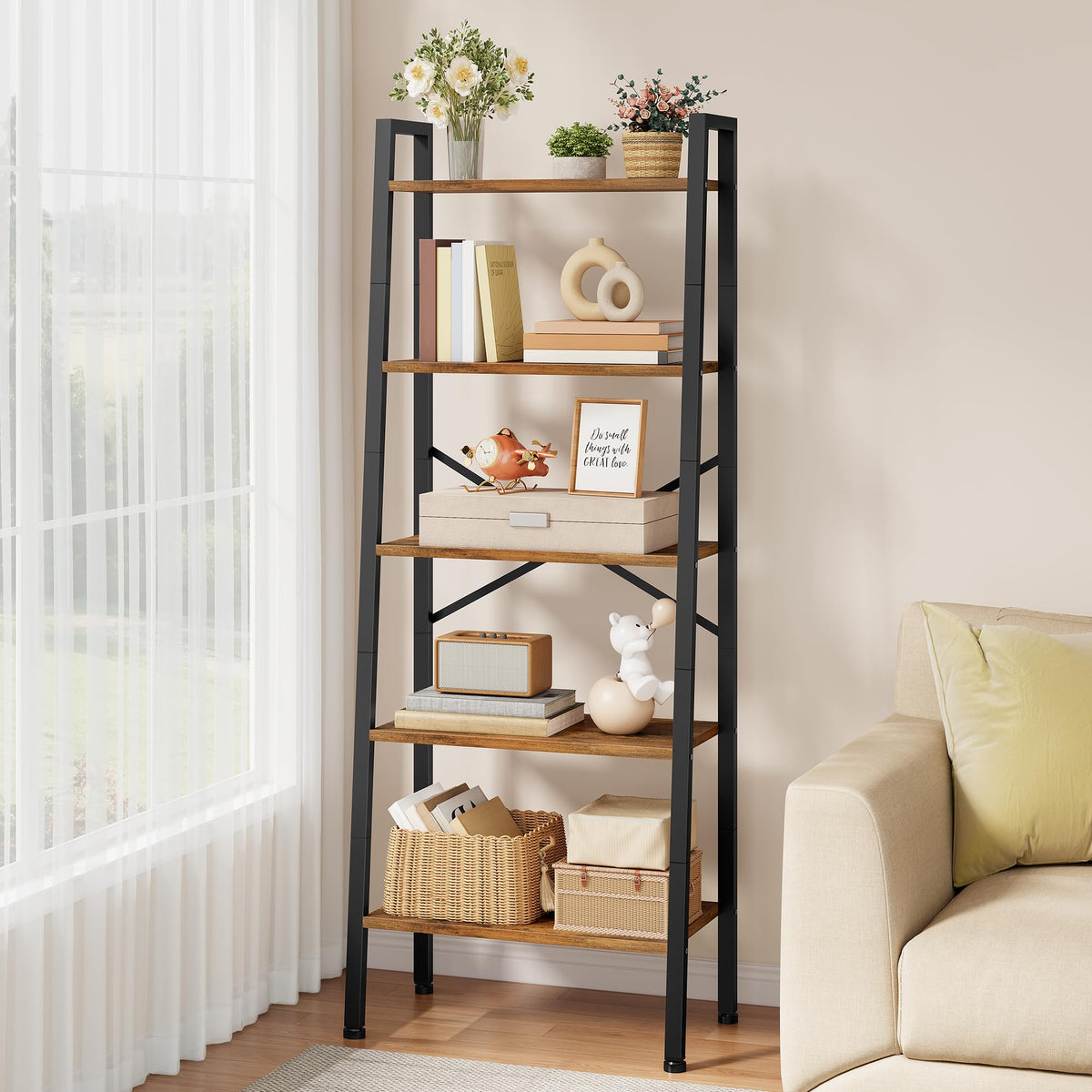 5-Tier Metal Ladder Bookshelf V9029