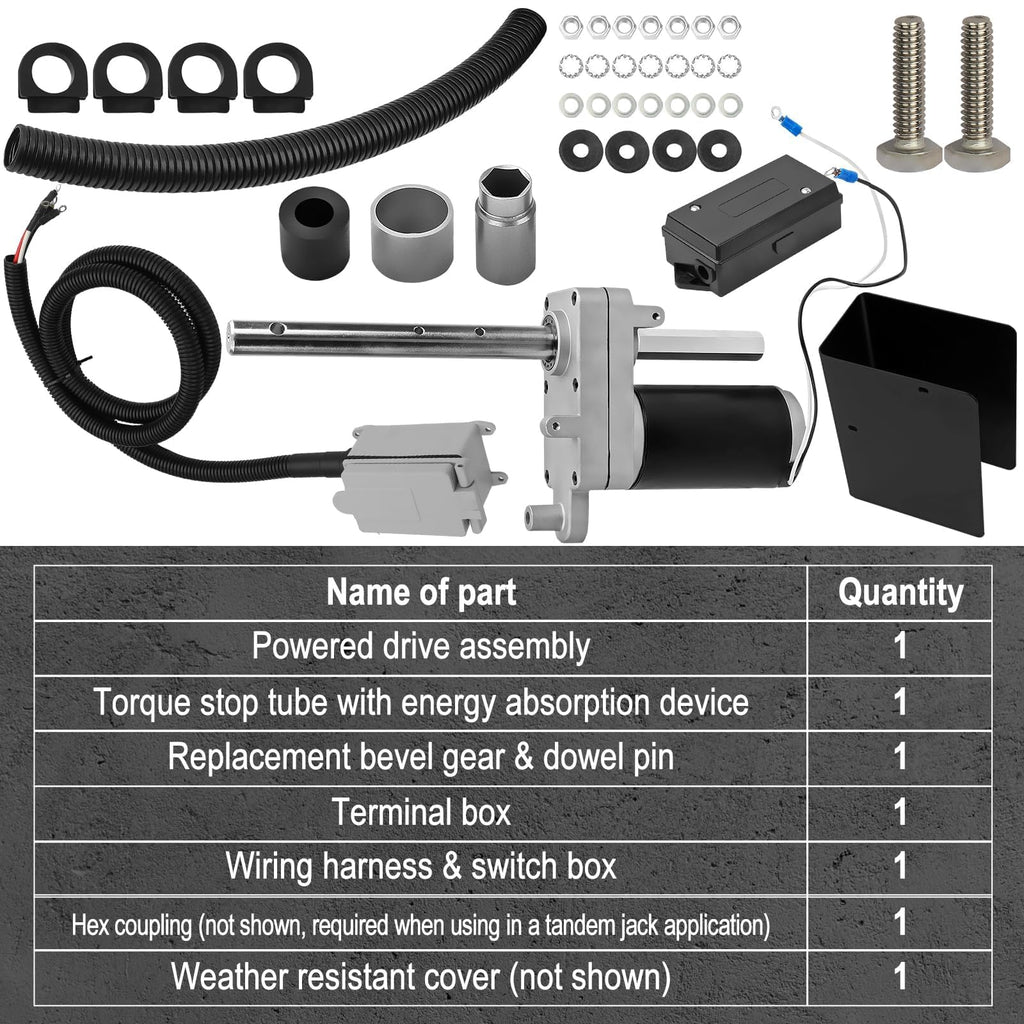 Electric Powered Trailer Jack Kit 12,000 lbs 12V Single Speed Tongue Jack with Control Switch R117
