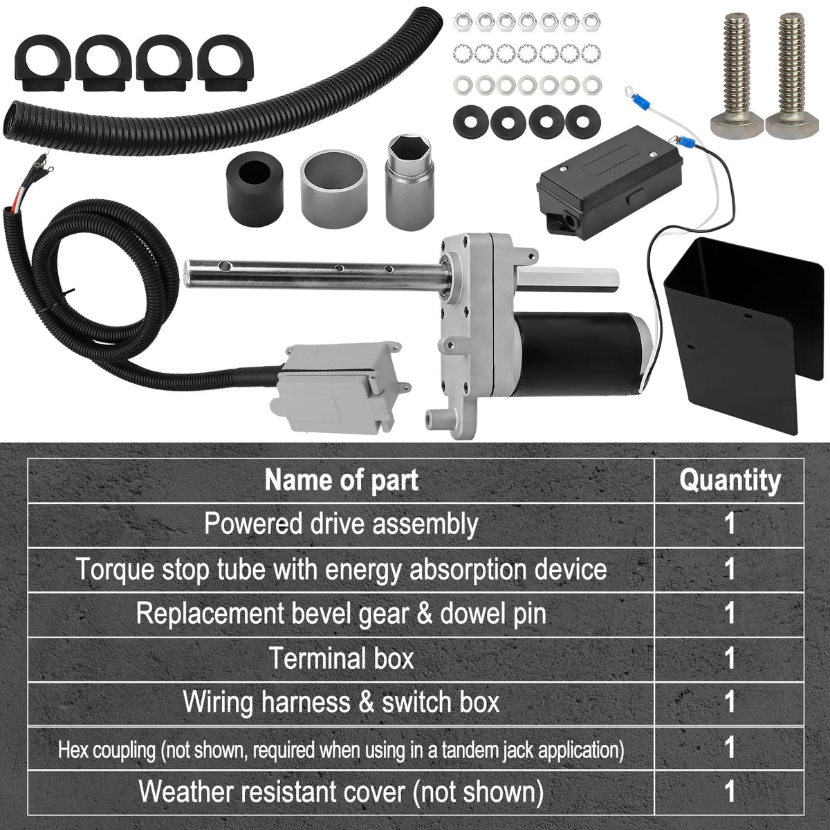 Electric Powered Trailer Jack Kit 12,000 lbs 12V Single Speed Tongue Jack with Control Switch R117