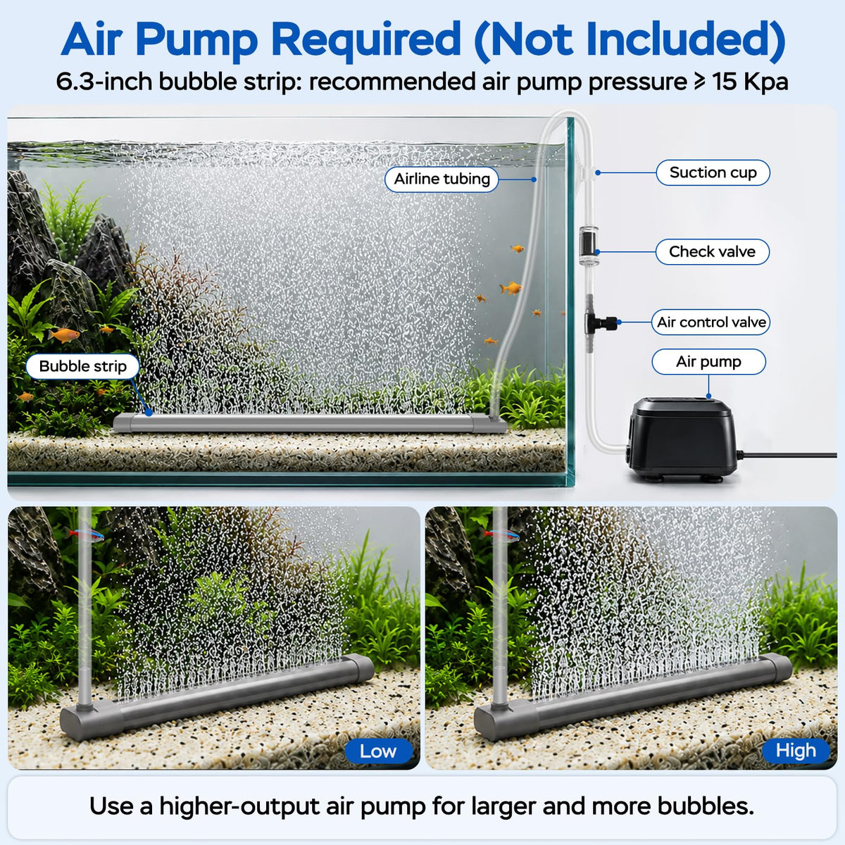 Aquarium Air Bubble Strip, Fine Bubble Wall Air Stone Bar (6.3 Inch) O36319