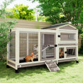 2 Story Wooden Rabbit Hutch with 6 Lockable Wheels M974
