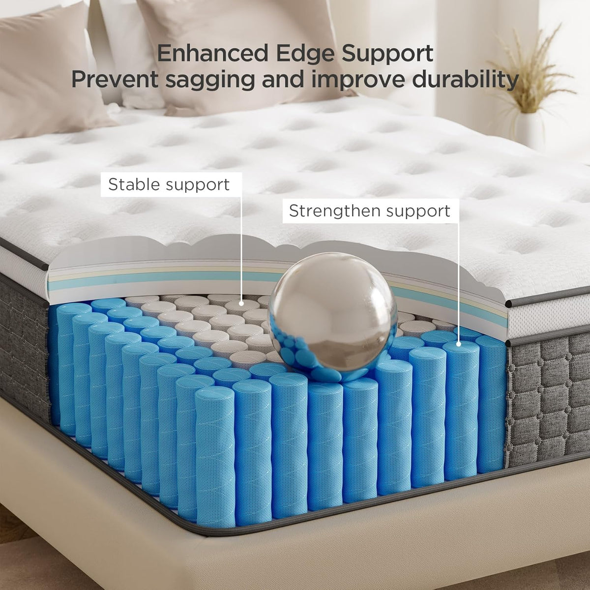 Full Size 12 Inch Medium Firm Hybrid Mattress in a Box T309348