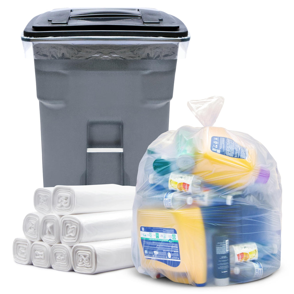 64-65 Gallon Clear Trash Bags, 120 Count Heavy Duty Garbage Bags X8244