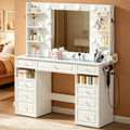 White Vanity Desk with Mirror and 10 LED Lights S750657