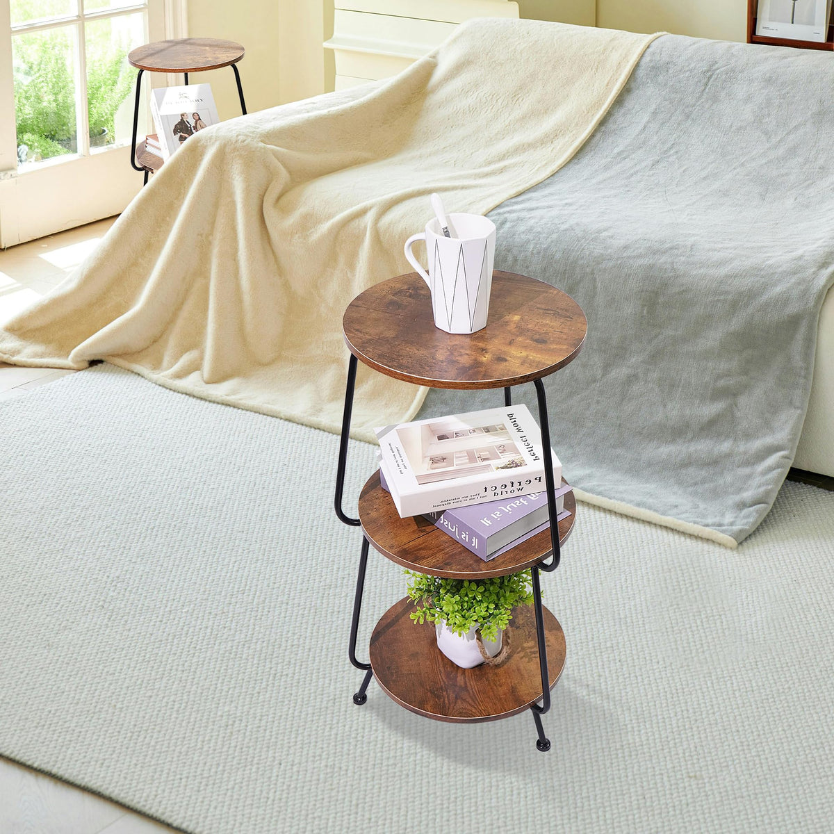 Round 3-Tier Wood Coffee Table Q918