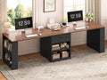 90.5" 2 Person Computer Desk with Storage Drawers Black H4966