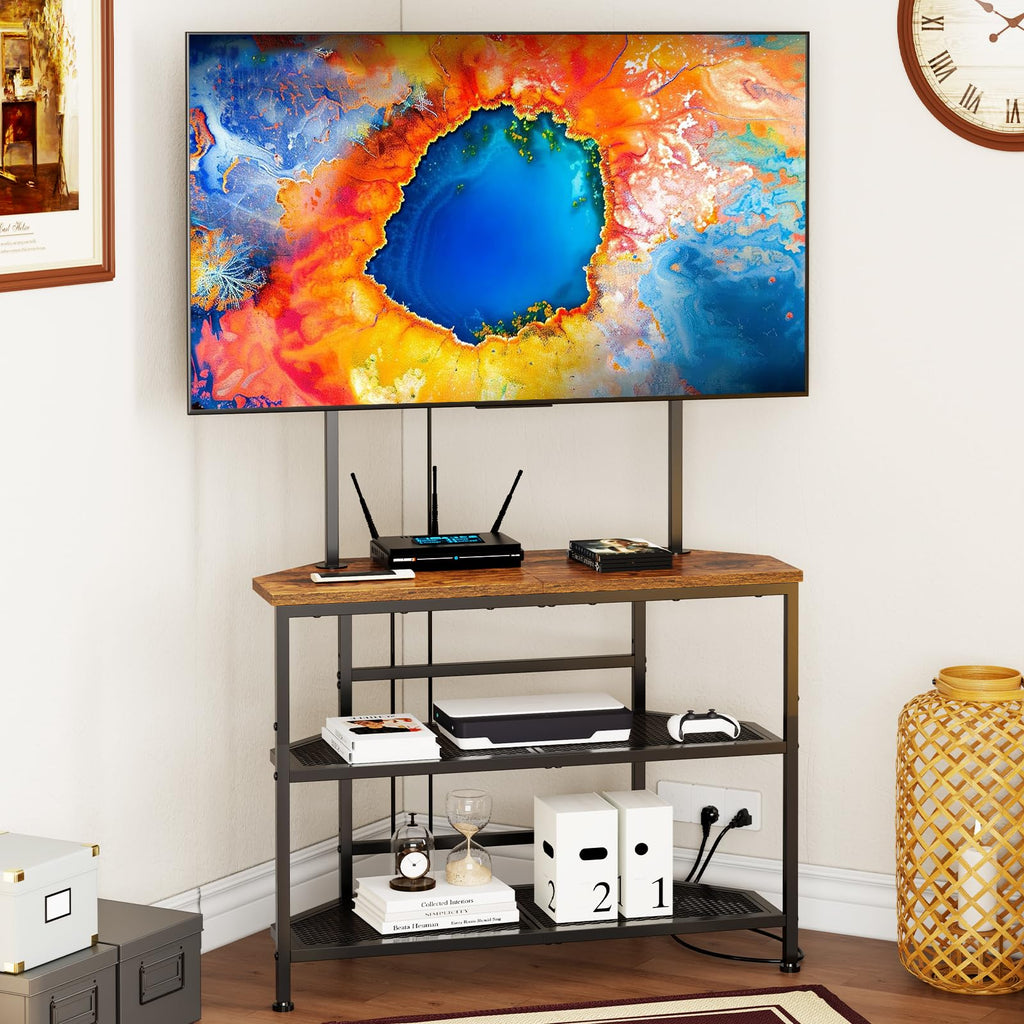 23" to 60" Corner TV Stand with Mount and Storage Shelves H53618