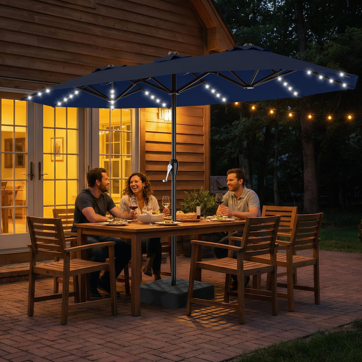 15FT Double Sided Solar Lights Patio Umbrella G389689