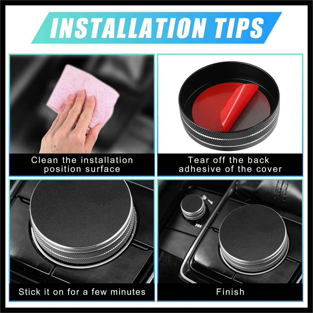Black Multimedia Volume Knob Caps Decals Stickers Covers P12850