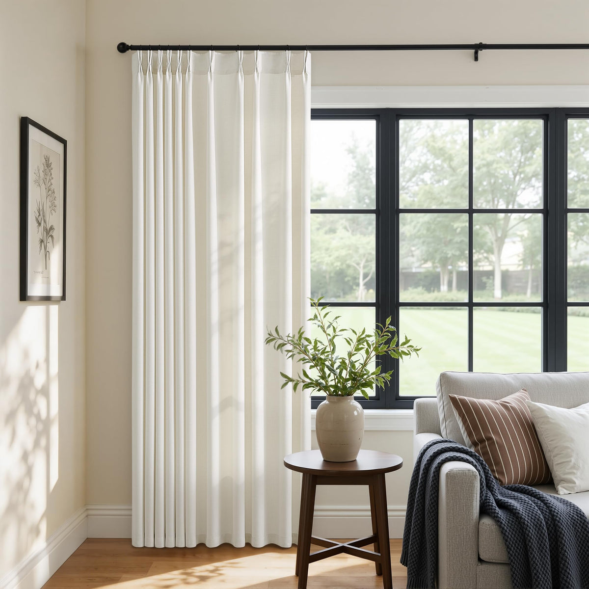 70 Inch Pinch Pleated Semi Sheer Curtains F78811