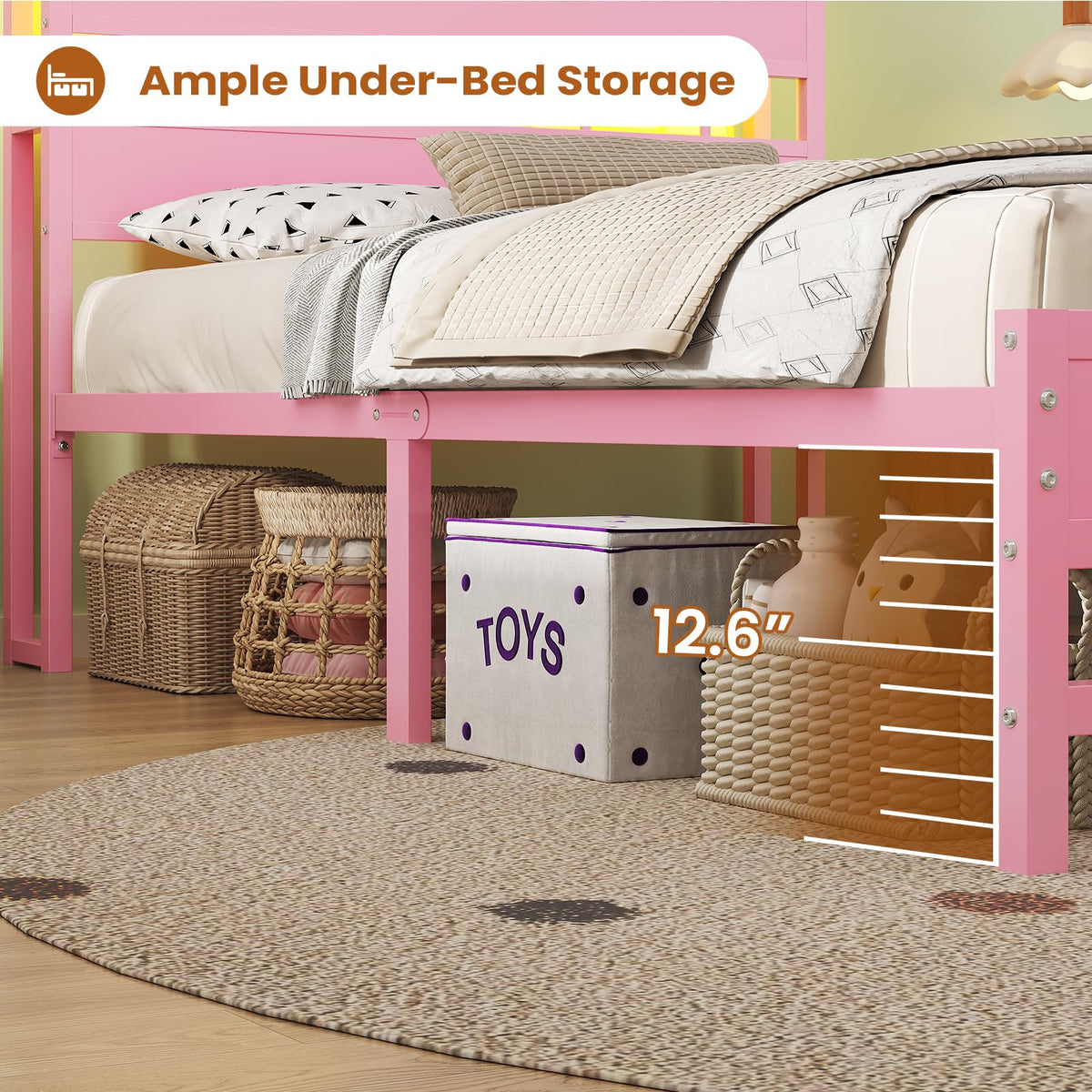 Twin Bed Frame with Storage Headboard O774