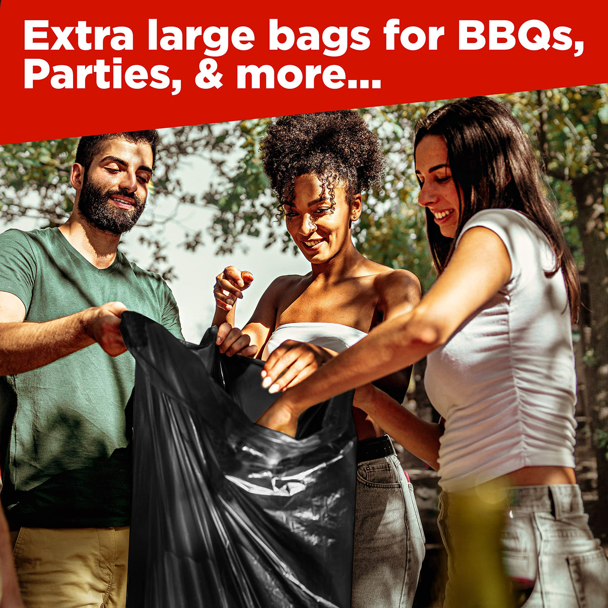 44 Gallon Heavy Duty Contractor Trash Bags, 100 Ct, Black, 1.2 Mil Q589573