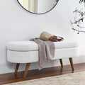 White Storage Bench with Rubber Wood Legs A7117