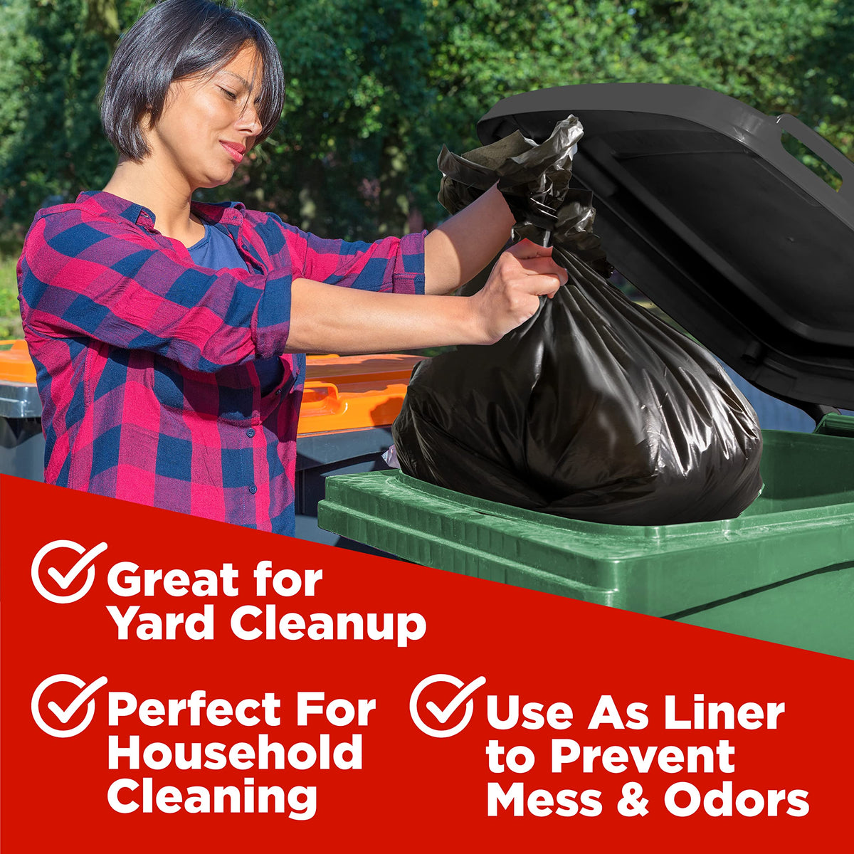 44 Gallon Heavy Duty Contractor Trash Bags, 100 Ct, Black, 1.2 Mil Q589573