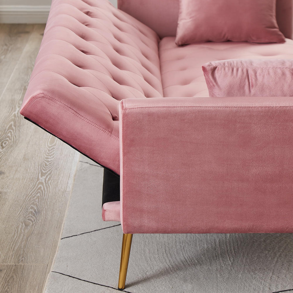 Pink Velvet Convertible Sleeper Sofa Bed G129