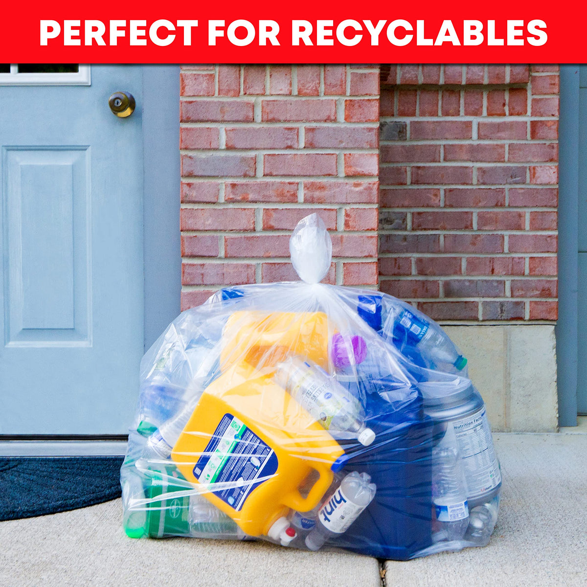 64-65 Gallon Clear Trash Bags, 120 Count Heavy Duty Garbage Bags X8244