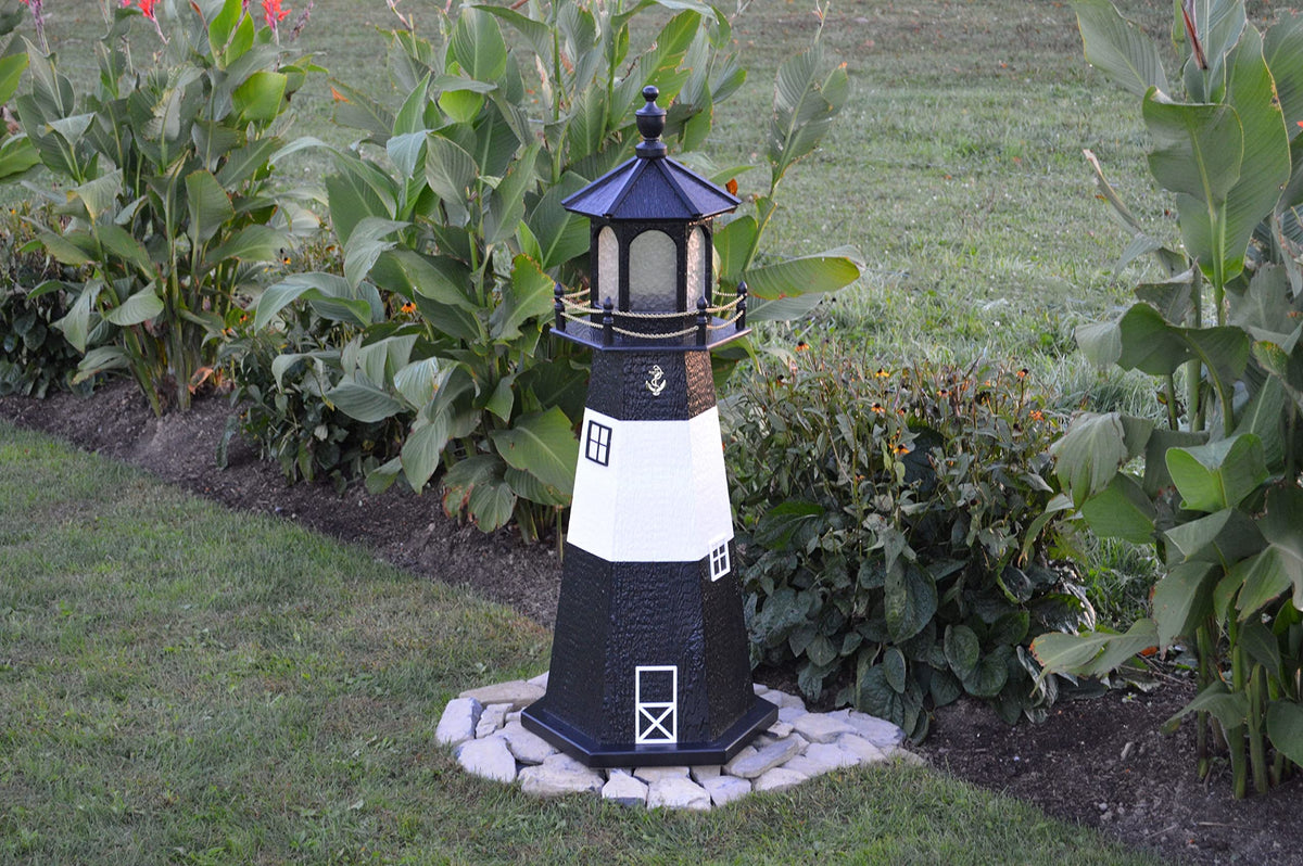 Amish-Made 48" Tall Outdoor Lighthouse with Solar LED Light P118714