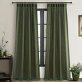 Dark Green 96 Inches Long Thick Linen 2 Panels Set Curtains B62228