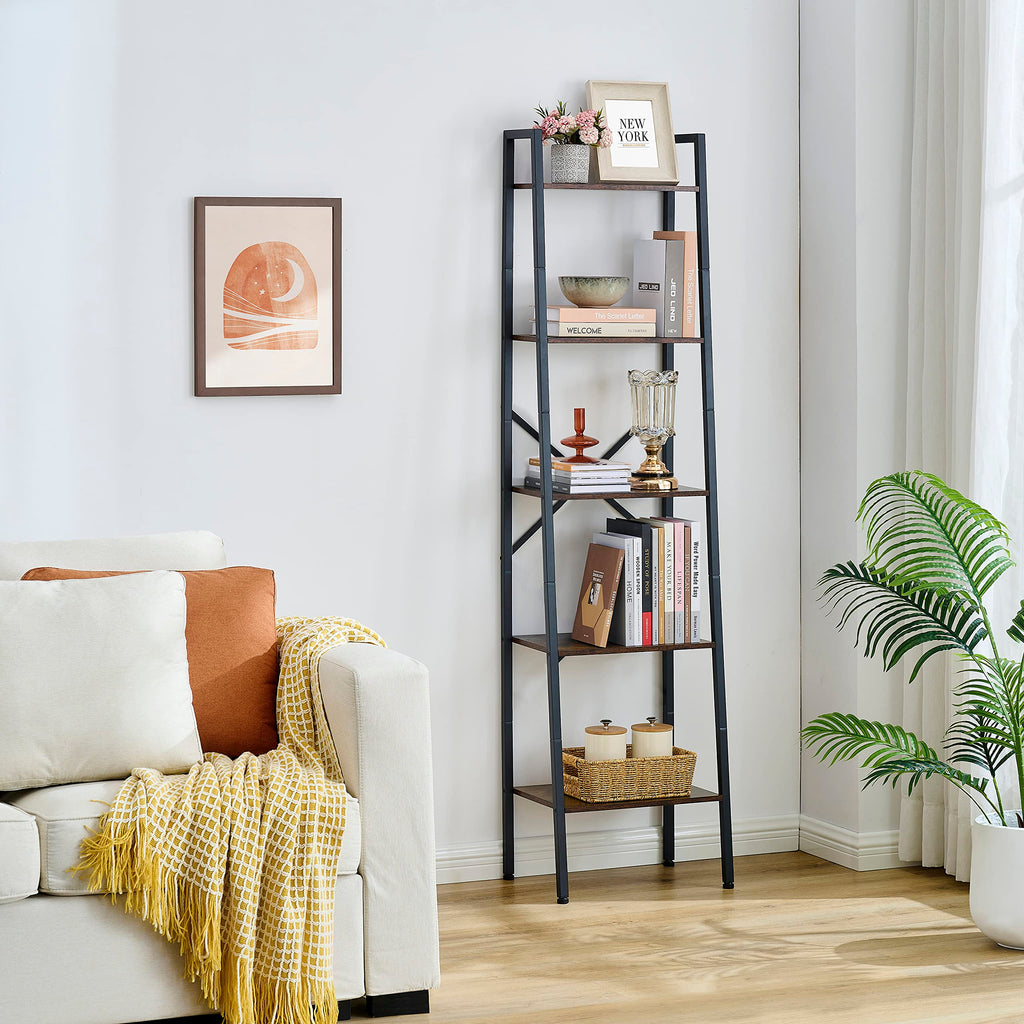 5-Tier Metal Ladder Bookshelf V9029