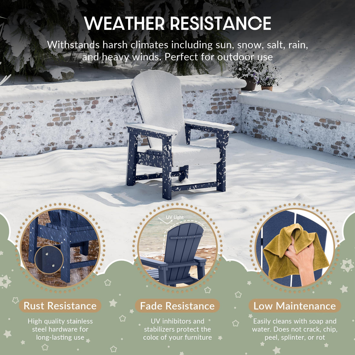 Navy Blue HDPE Adirondack Chair J43454