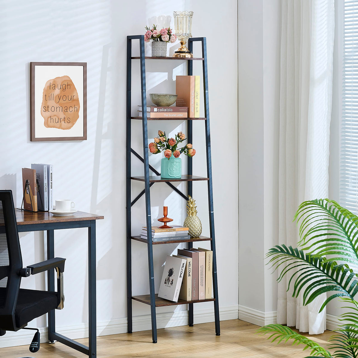 5-Tier Metal Ladder Bookshelf V9029