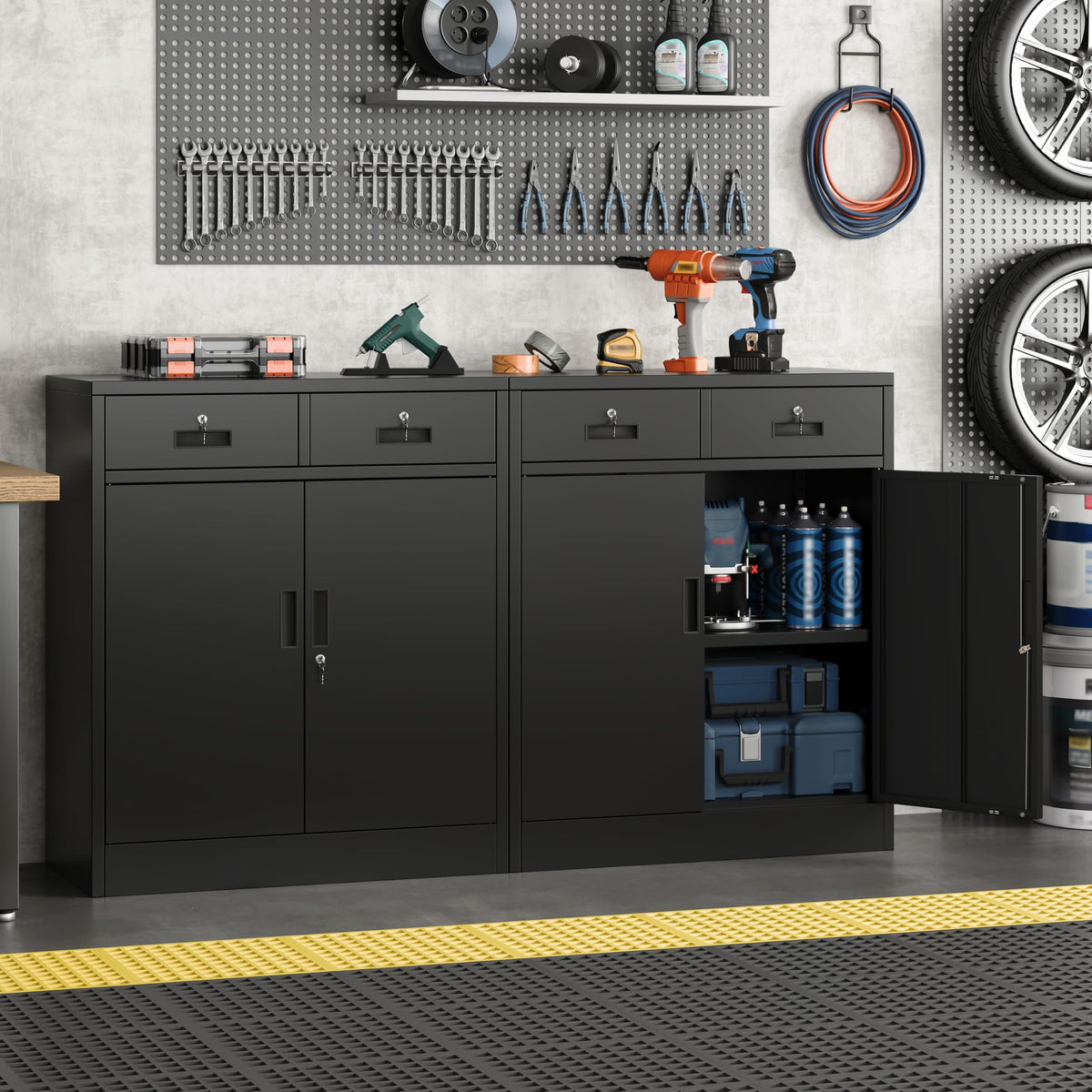 Metal Storage Cabinet with 2 Drawers & Shelves N387