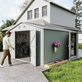 10x12 FT White Metal Storage Shed with Lockable Doors Z1580