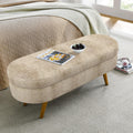 Brown Linen Storage Ottoman Bench S19012